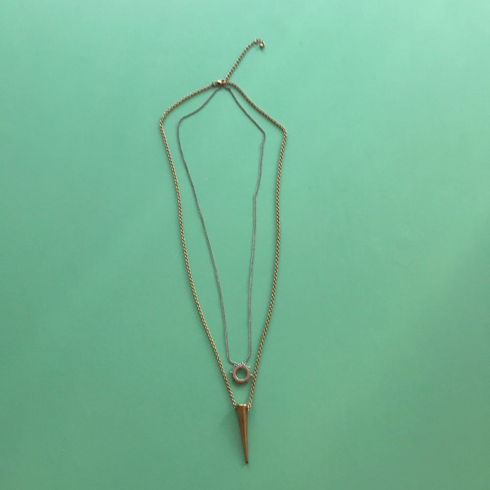 Necklace- silver and gold long necklace
